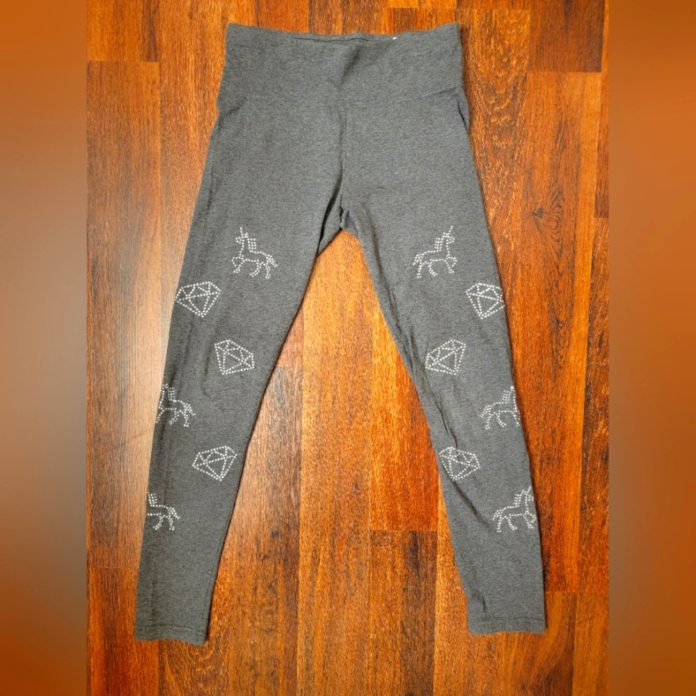 Justice Gray Unicorn Diamond Leggings